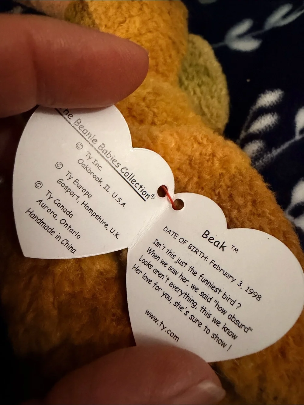 Vintage Retired Ty Plush Kiwi Bird - Orange and Brown